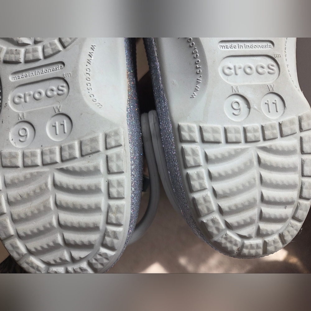 Crocs Baya Festival Silver Glitter Clog Women Sz 11 (Jibbitz NOT Included) - Picture 9 of 12